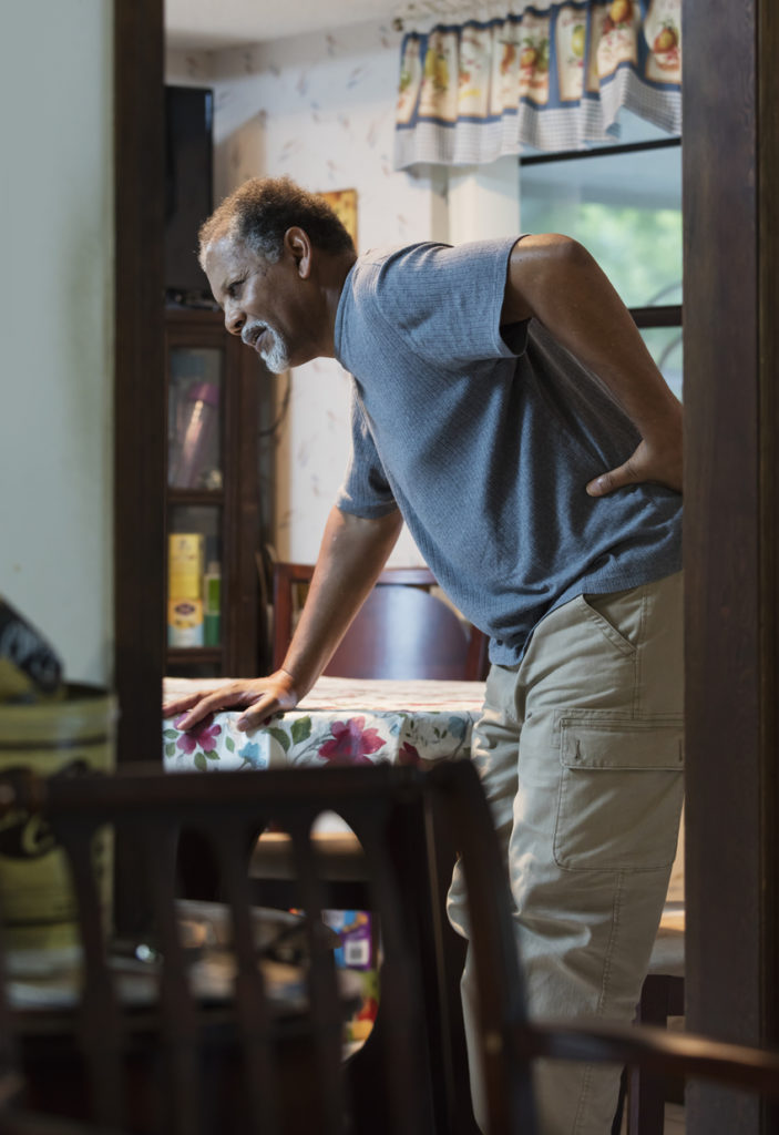 Senior man with backache