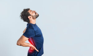 Man with spine and lower back pain problems.